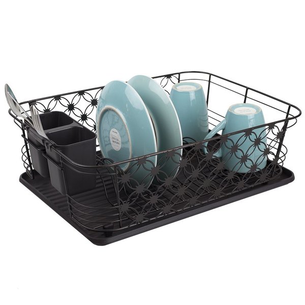 Home Basics 3 Piece Decorative Wire Steel Dish Rack, Bronze DD47838